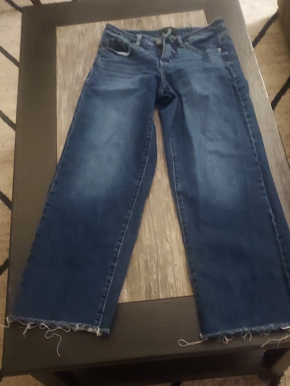 Buckle Black Fit 53 Cropped Wide Leg Raw Hem Jeans - Dark Blue 25x28